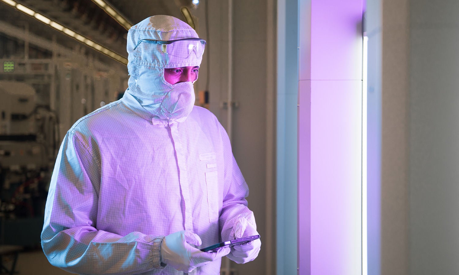 wafer highlighted in blue and purple